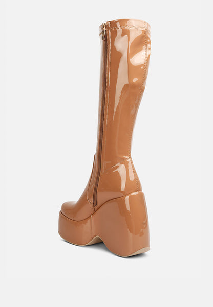 dirty dance patent high platfrom calf boots-8