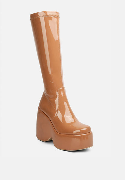 dirty dance patent high platfrom calf boots-7