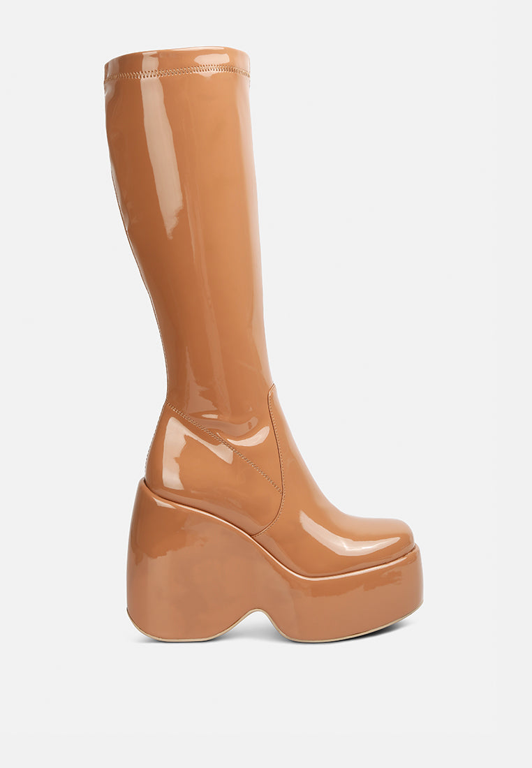 dirty dance patent high platfrom calf boots-6