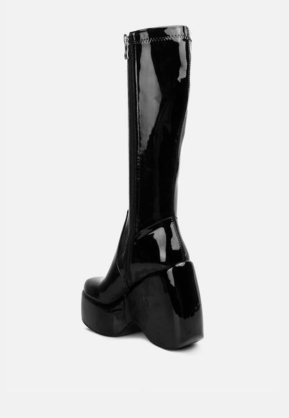 dirty dance patent high platfrom calf boots-13