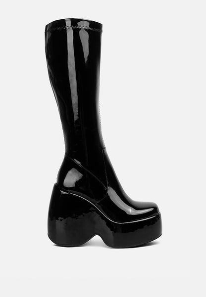 dirty dance patent high platfrom calf boots-11