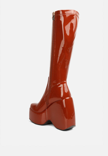 dirty dance patent high platfrom calf boots-3
