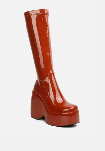 dirty dance patent high platfrom calf boots-2