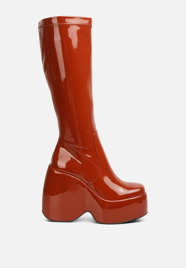 dirty dance patent high platfrom calf boots-0