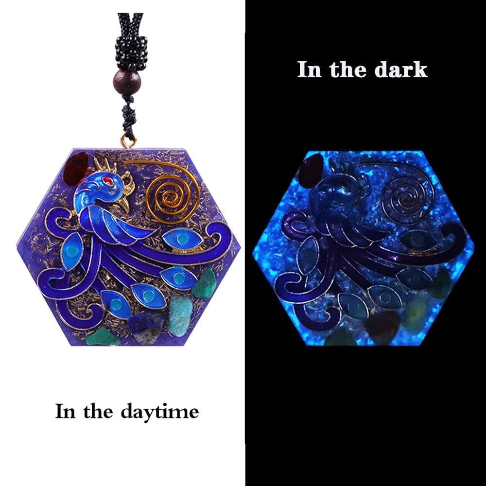 Glow In The Dark Pendant Phoenix Orgonite Spiritual Crystal Energy Necklace