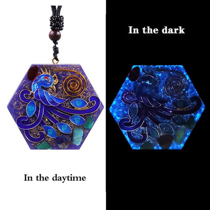 Glow In The Dark Pendant Phoenix Orgonite Spiritual Crystal Energy Necklace