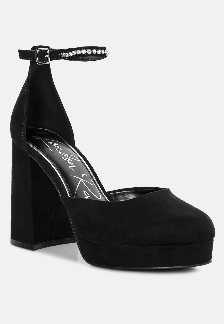 hettie rhinestone detail ankle strap platform high heels-1