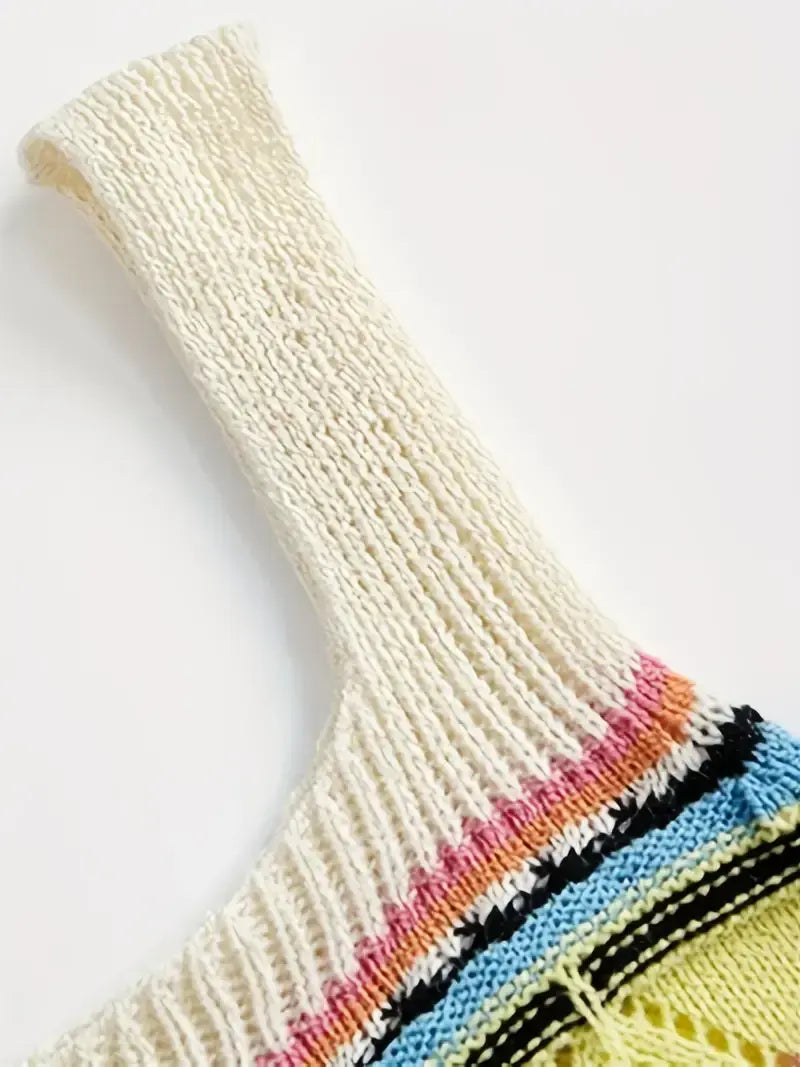 Knitted top rainbow striped