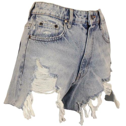 Women's Light Wash ripped Denim Shorts Hot Pants-2